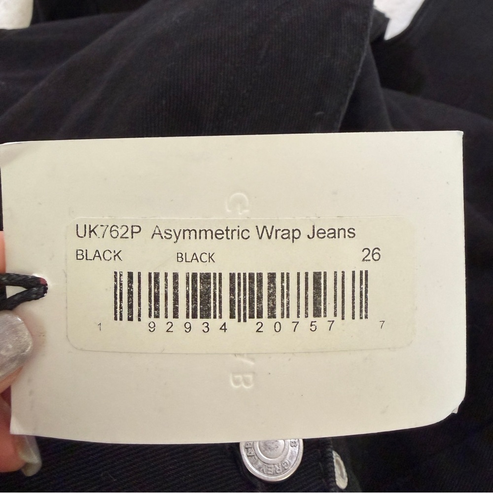 GREY LAB Asymmetric Wrap Jeans โ Black โ Fits 24/25 - Picture 7 of 8